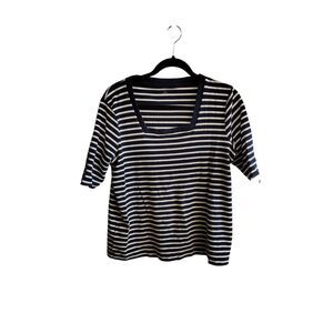 Croft & Borrow XXL Blue and white Stripe Square neck‎ tee